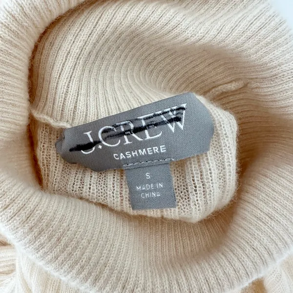 NEW J.Crew Featherweight Cashmere Turtleneck Sweater Rhinestones Buttercream S - Image 8