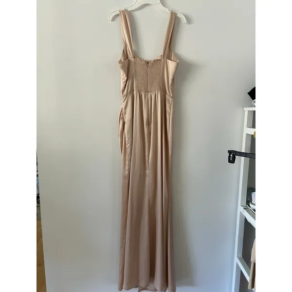 Reformation Isolene Satin Grand Cru Champagne Maxi Dress Size 4 - Image 6