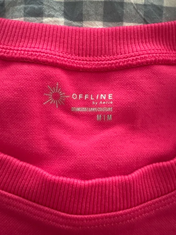 aerie Bright Pink Short Sleeve Crewneck Tee - Image 3