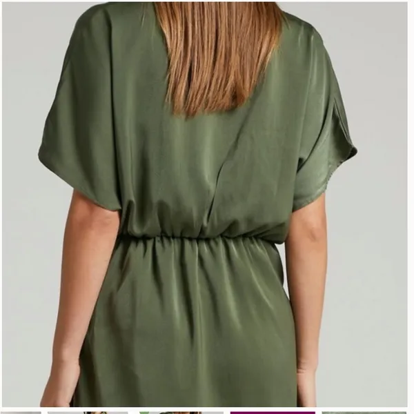 Showpo Ameleth Collared Wrap Front Mini Dress in Olive Size 8 Green - Image 5