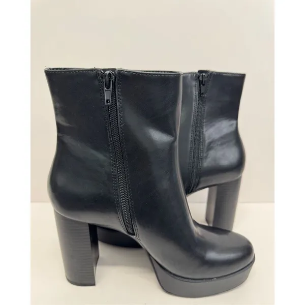 Alfani Boots Size 8.5 Black Almond Toe Faux Leather High Heel Side Zip NEW‎ - Image 6