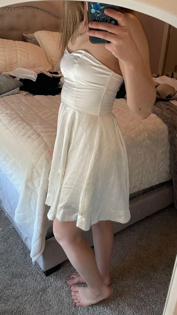 Altar'd State strapless mini satin dress - Image 7