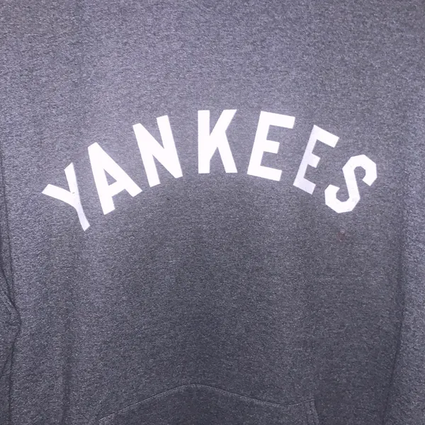 Yankees Gray Hoodie Sweatshirt Kangaroo Pocket Baseball - Image 2