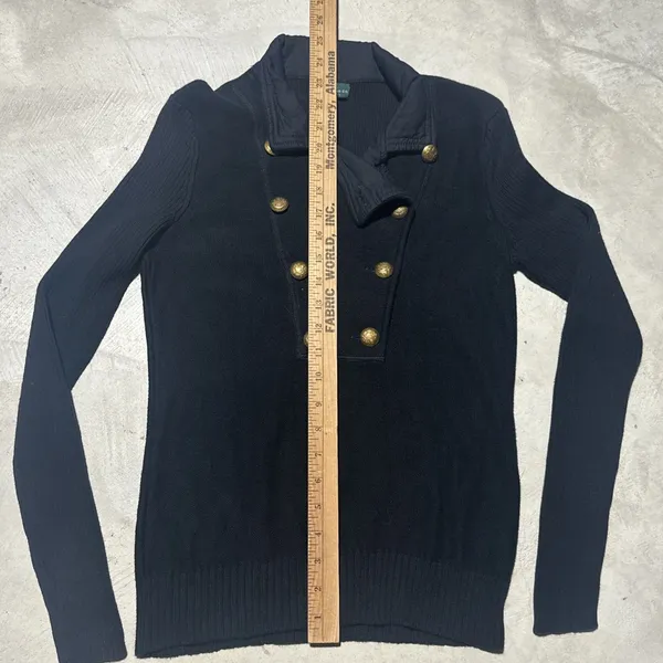 Ralph Lauren SZ S Black Cotton Sgt Peppers Nautical Crest Pullover Sweater - Image 5