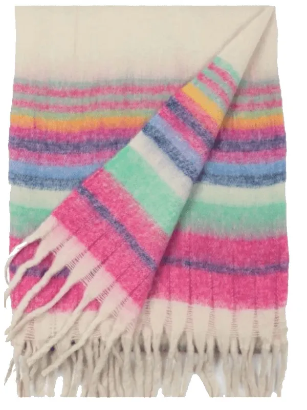 Free People Skye Striped Fuzzy Thick Knit Scarf - Image 2