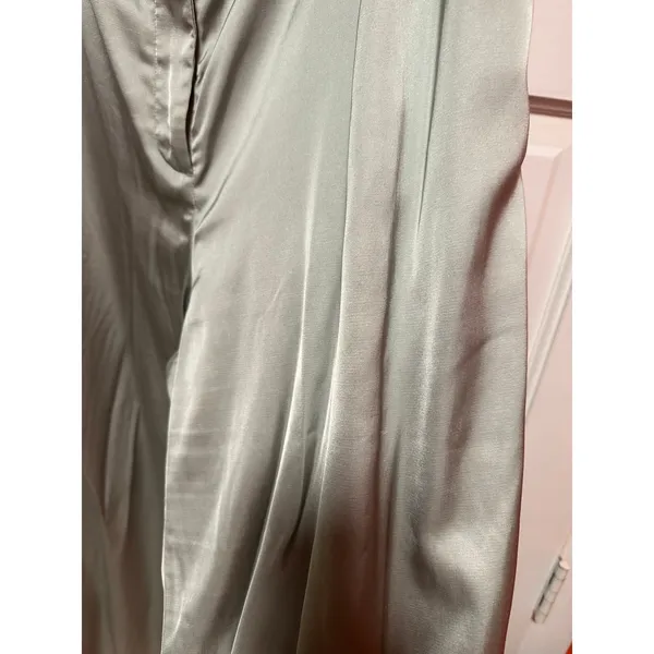 Abercrombie and Fitch Satin Tailored Wide Leg Pant Sage Size 33 Long - Image 7