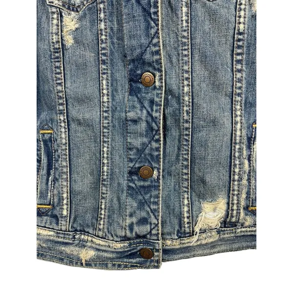 Abercrombie & Fitch Denim Highly Distressed Grunge Y2K Look Jacket Sz S - Image 6