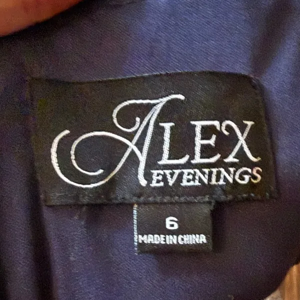 Alex Evenings Navy Blue Lace Sequin 3/4 Sleeve Maxi Dress Sz 6 Mother of Bride‎ - Image 9