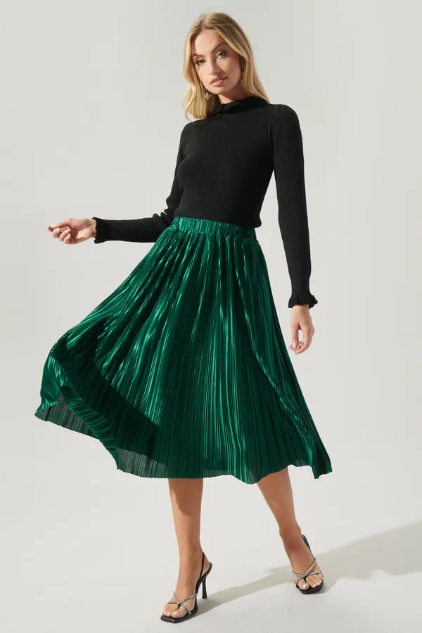 Sugarlips All That Glimmers Pleated Midi Skirt - Image 3