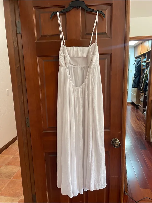 Abercrombie & Fitch White Textured Maxi Dress Large Tall - Image 4