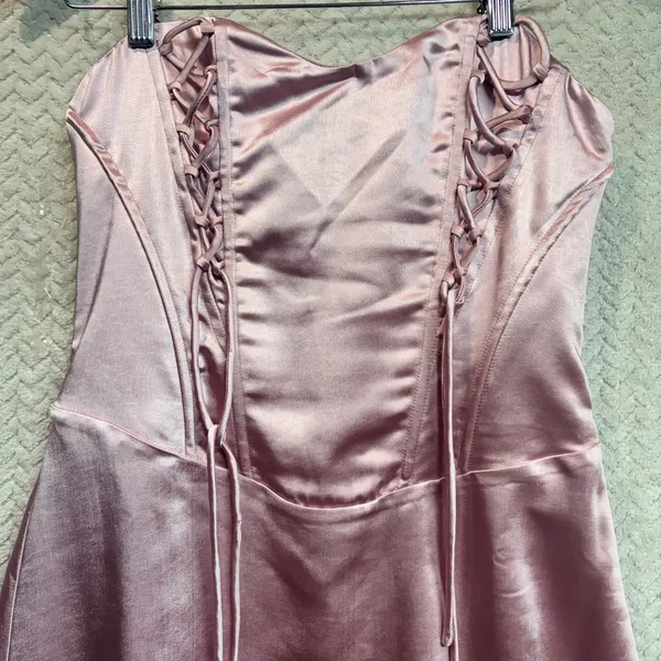 Princess Polly Lorah Pink Satin Corset‎ Mini Dress Lace-Up coquette Y2K US 6 - Image 4