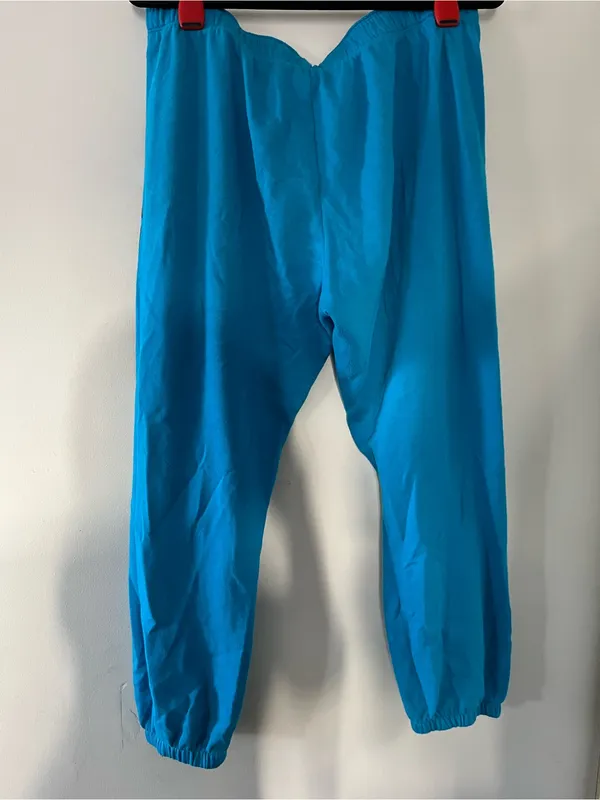 PINK Victoria's Secret Blue Logo Sweatpants Large Joggers Loungewear - Image 4