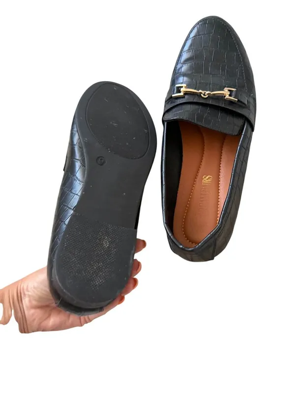 DREAM PAIRS Black Croc Embossed Loafers Flats Size 9 - Image 3