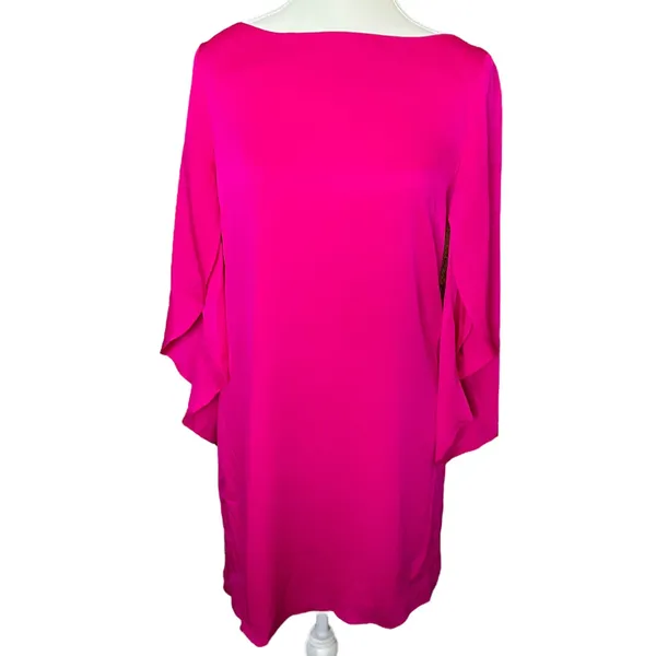 Milly Women's Mini Dress‎ Size 6 Pink Flutter Sleeve Cocktail Party Silk Blend - Image 3