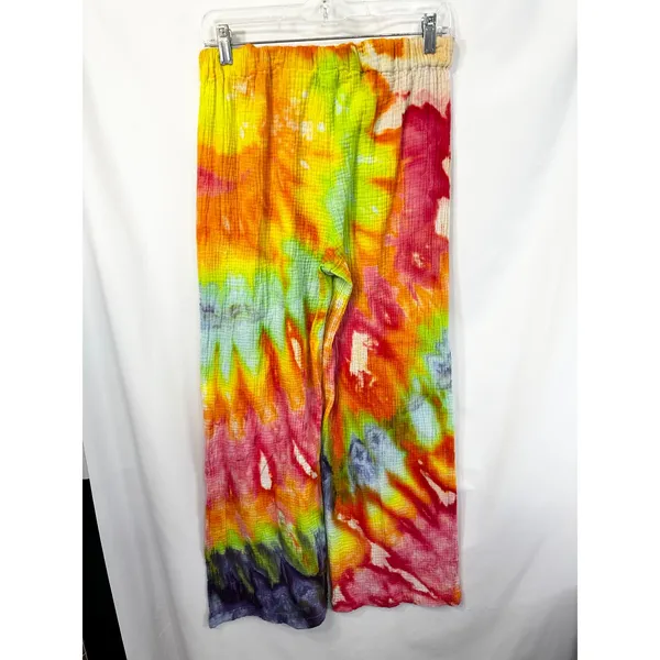 4OUR DREAMERS Medium Gauzy Pants Handmade Tie Dye‎ Elastic Pull On Spiral 901 - Image 6
