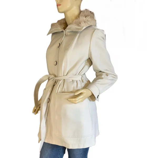 Vintage 1970'S Beige London Fog Faux Fur Lined Short Trench Coat (10) - Image 7
