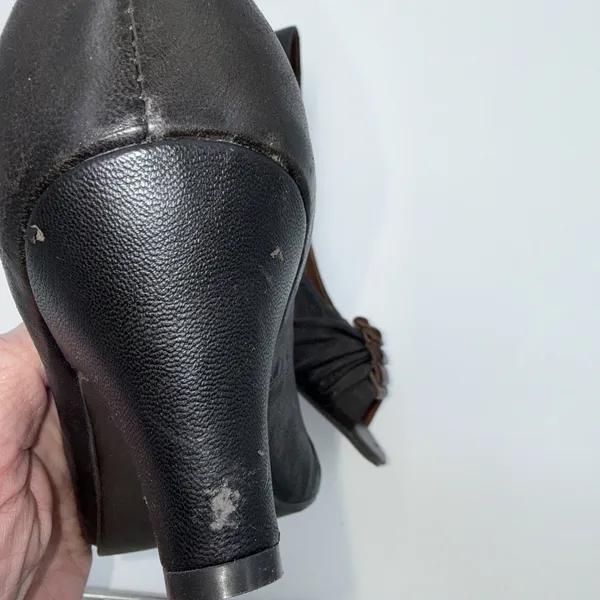 Jeffrey‎ Campbell Ibiza Lost Peep Toe Heels Black W Brown Accent Sz 9 - Image 7