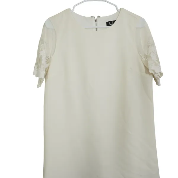 Lulus Size Small Cream White Lace Sleeve Shift Dress Mini Bridal Shower - Image 2