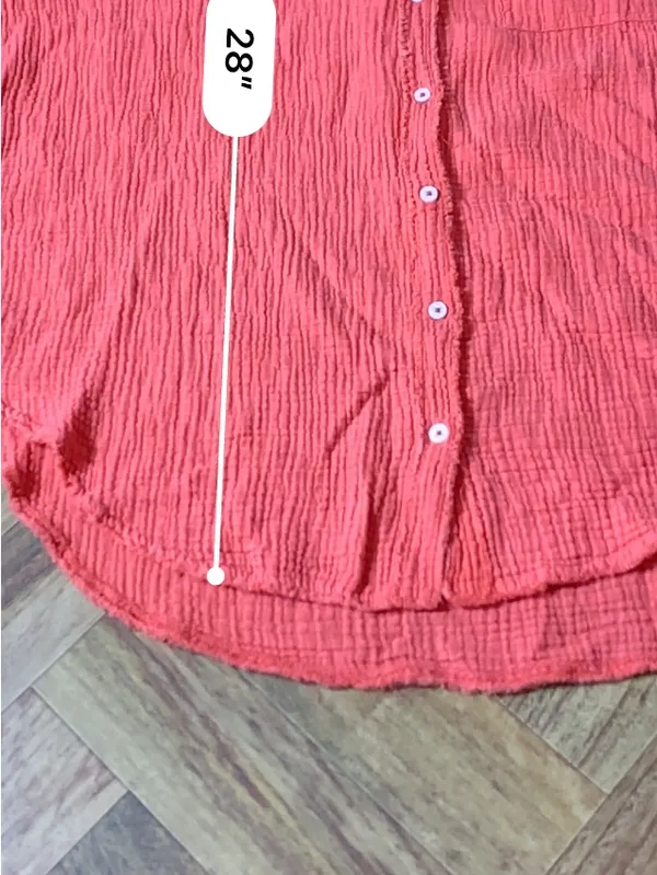 Aerie Womens S Pool to Party Gauze Shirt Orange Cotton Oversized Beach Cover Up - Image 15