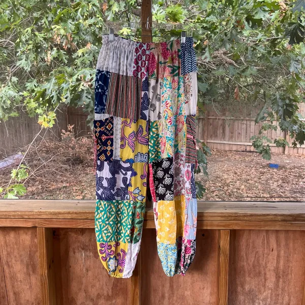 Jackpot Women's Colorful Patchwork Pull On Boho Pants Size 28" - Image 2