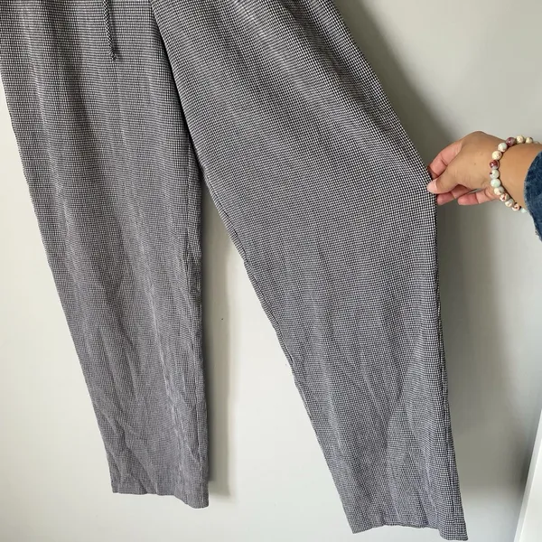 T & Company Vintage Gingham Wide Leg Pants Cottagecore Black White Womens Size 8 - Image 5