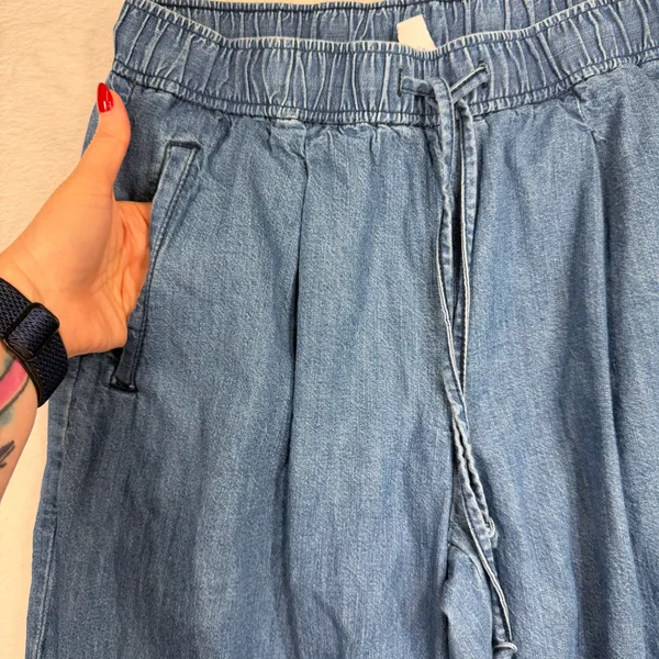 Old Navy M Billie High Rise Dark Wash Straight Ankle Trouser Cotton Denim Pants - Image 3