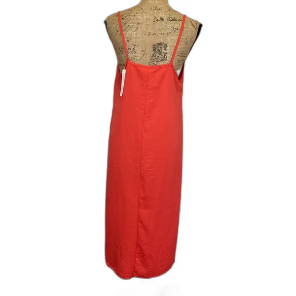 NWT See You Monday Midi‎ Slip Dress Solid Coral Orange Party Size Large - Image 4