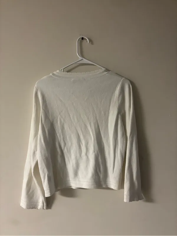 Free Assembly White Button Front Cardigan Gold Buttons Size XS Classic Knit - Image 2