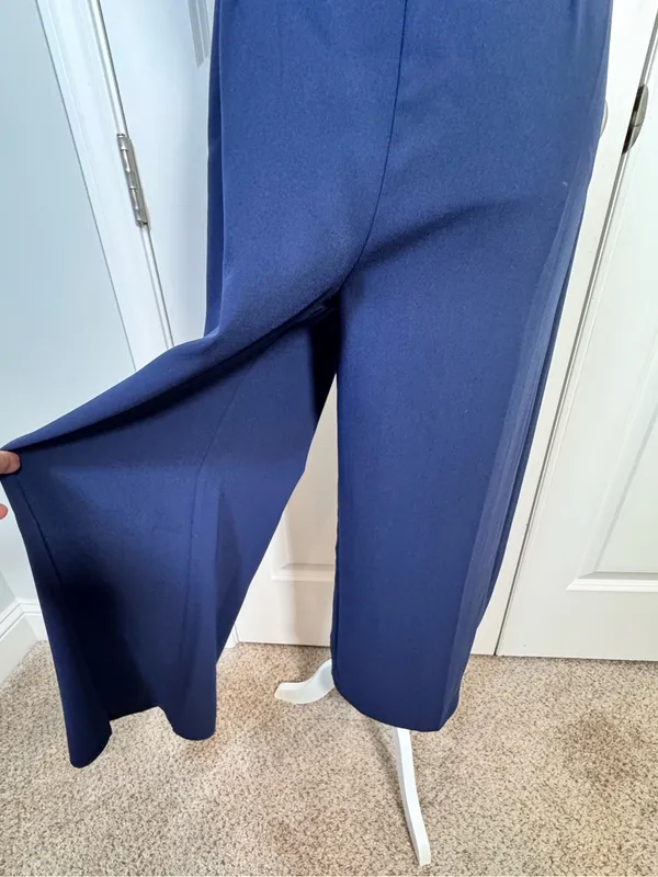 Lilly Pulitzer Navy Wide Leg Jumpsuit 4 Wedding Guest Cocktail Resort Coastal - Image 4