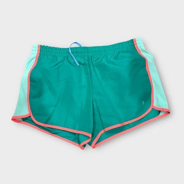 Danskin Women's Athletic Running Shorts Teal Coral Large - Image 2