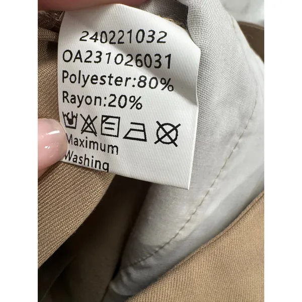 Commense Dress Pants Womens Medium Beige Polyester Pleated Business NWT - Image 5