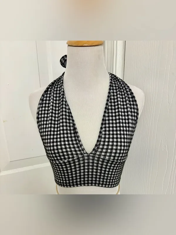 Antistar Black Gingham Crop Top - Image 2