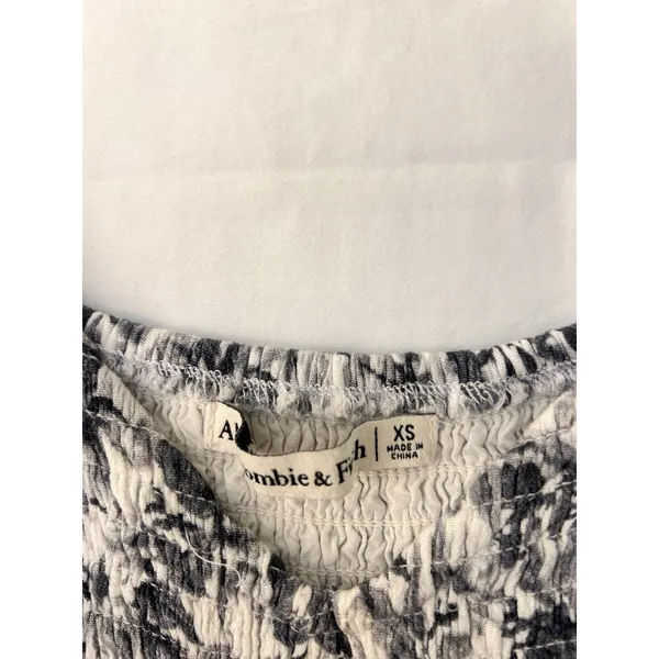 Abercrombie & Fitch Smocked Square Neck Puff Sleeve Midi Dress XS Coastal Beach - Image 8