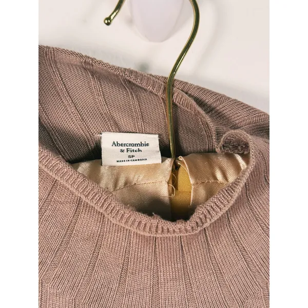 Abercrombie Mock Neck Knit Midi Sweater Dress Small Brown Fall Old Money Minimal - Image 4