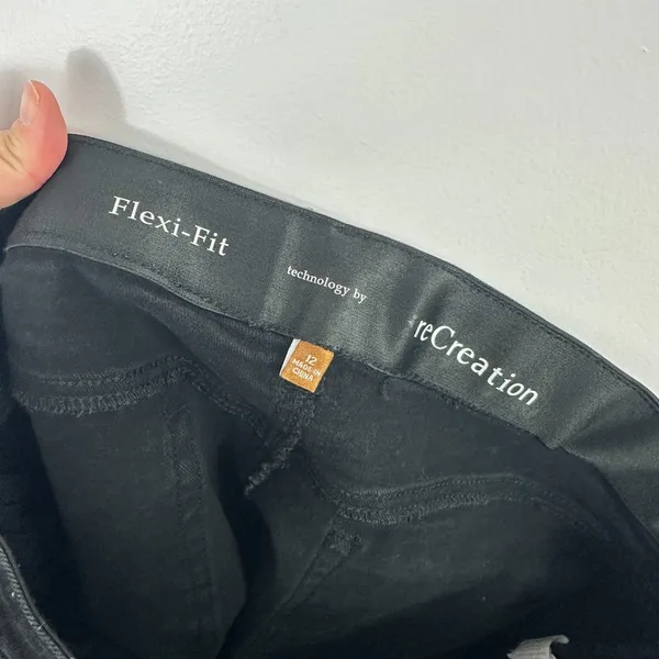 reCreation Black Denim Skort‎ Womens 12 Raw Hem Flexi Fit Comfort Y2K Indie Alt - Image 6