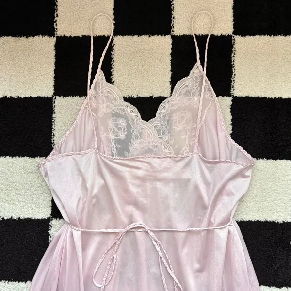 1960s Vintage Pink Maxi Slip L - Image 4