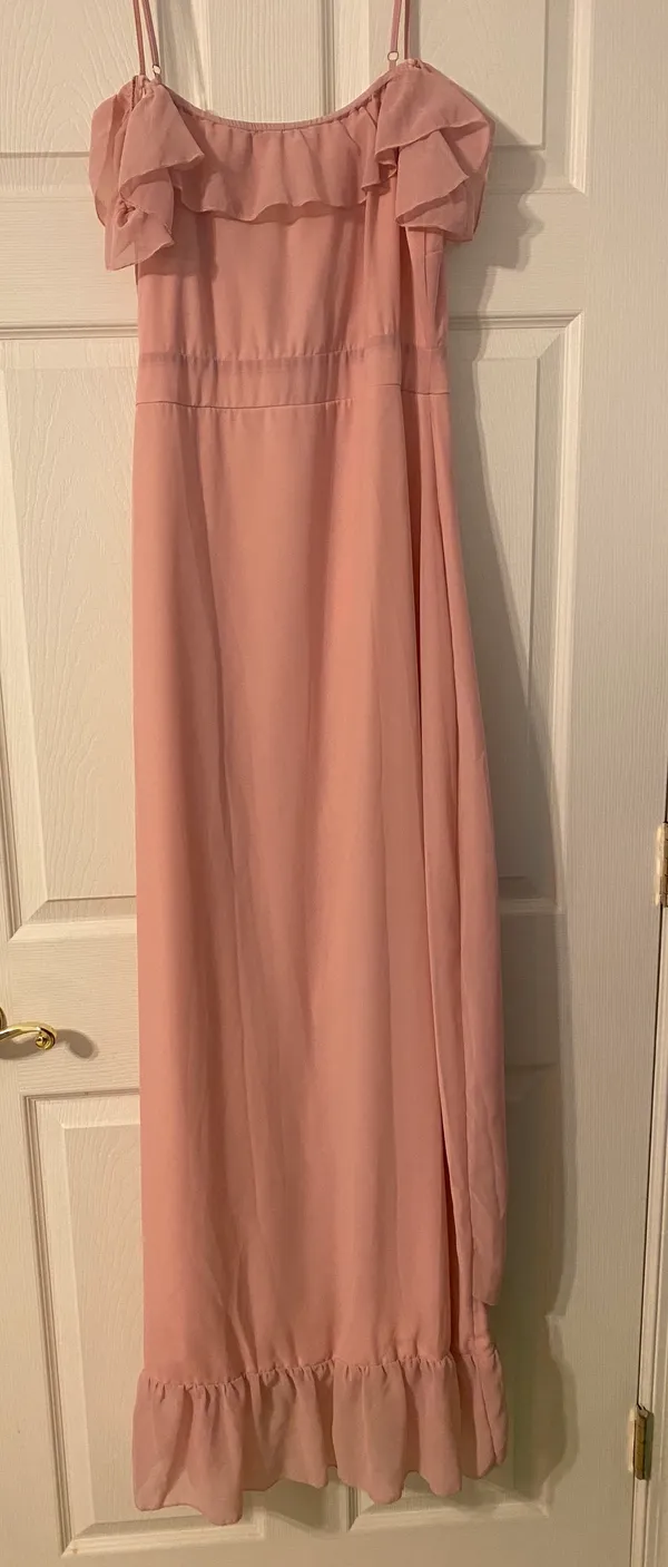 Boohoo Blush pink chiffon maxi dress - Image 4