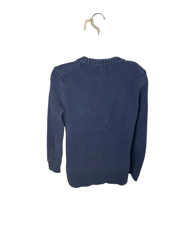 Tommy Hilfiger The Icons Collection Cable Knit Sweater Crew Hem Slits Navy S - Image 5