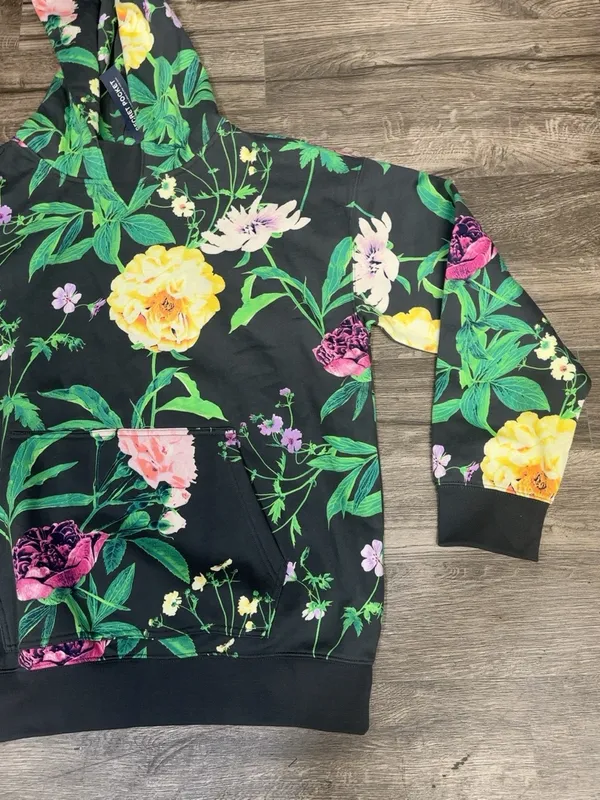 Gap Teen Floral Pullover Hoodie Size 18-20 Black Multicolor NWT - Image 6