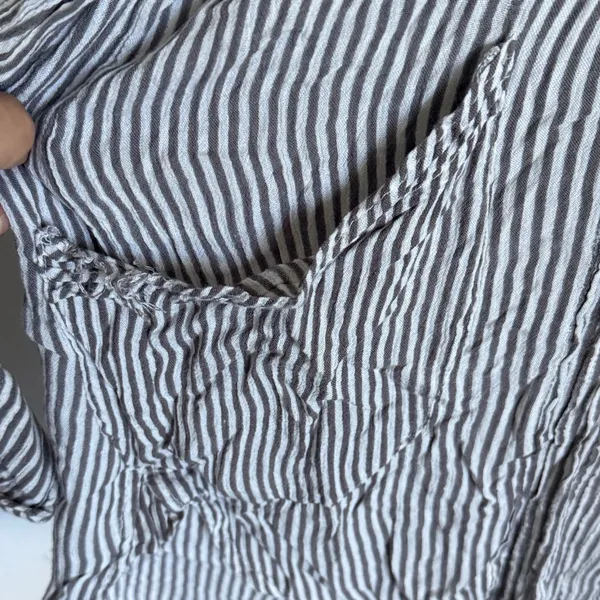 Free People One Gray and White Stripe Slouchy Pocket Top Small - Image 7