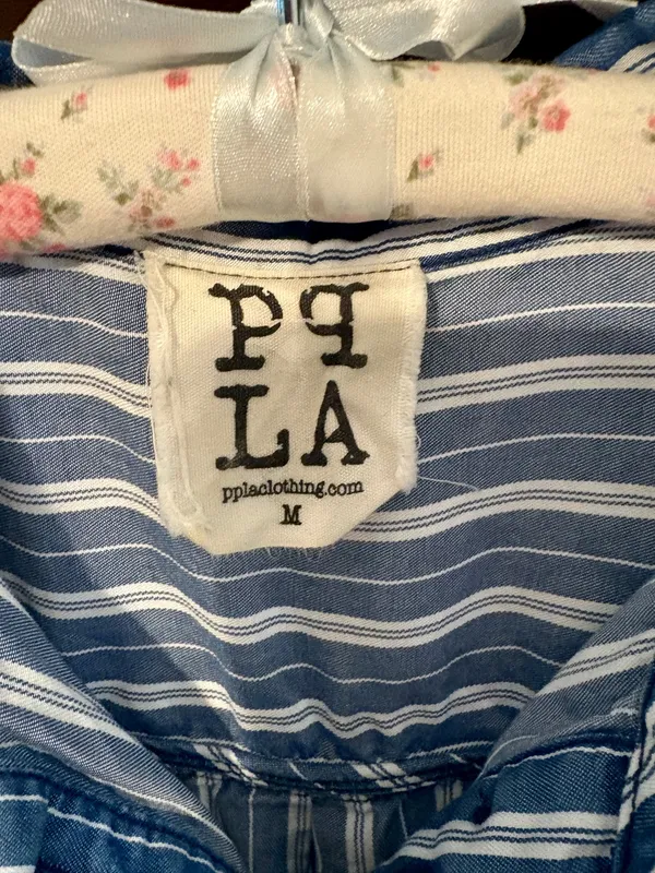PPLA Blue & White Striped Sleeveless Romper Size Medium - Image 2