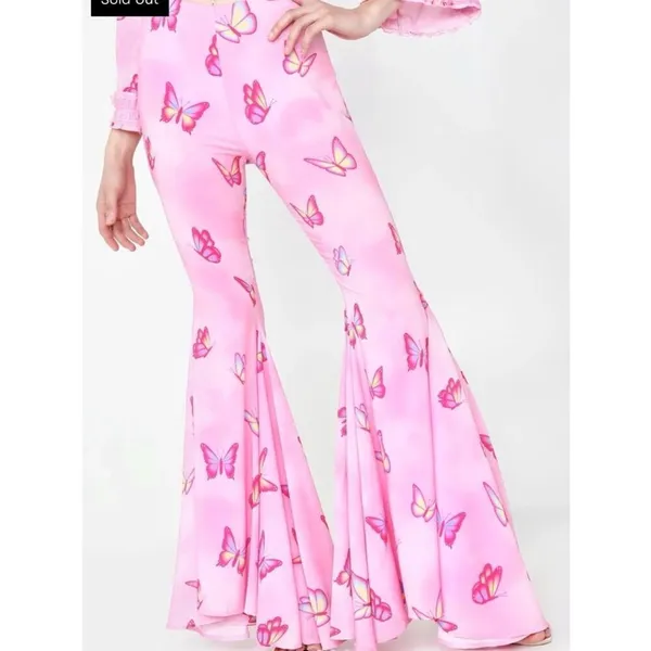 Sugar Thrillz Pink Butterfly Print Flare Pants - Image 7