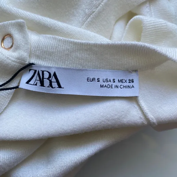 ZARA Office Siren Clean Minimalist Sleeveless Knit Shell Top Small Cream - Image 6