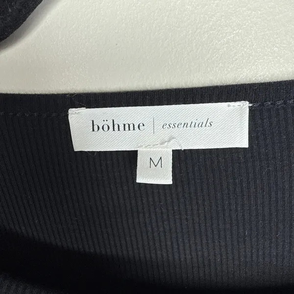 Bohme Noelle Ribbed Open Back Black Bodysuit Medium Long Sleeve‎ Chic Classic - Image 8
