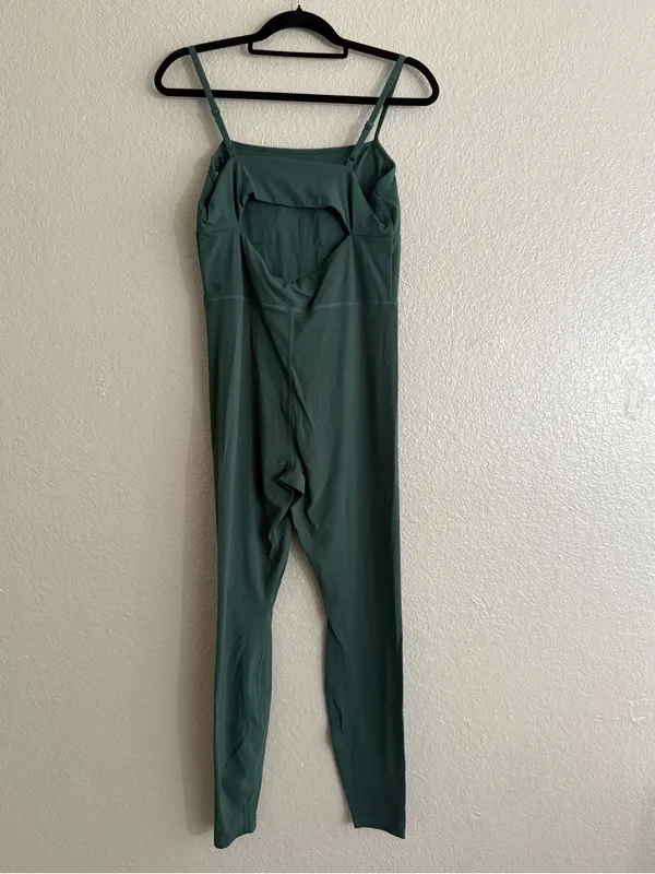 All in Motion M Green Open Back Active Jumpsuit Unitard Square Neck Workout - Image 6