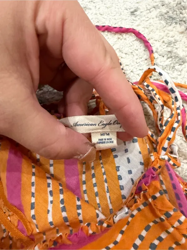 American Eagle Y2K Striped Criss Cross Cami Tank Top Medium - Image 3