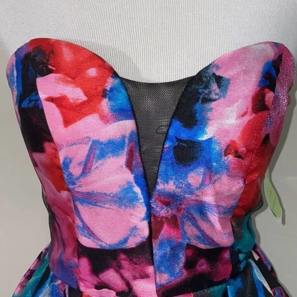 B Darlin floral sweetheart‎ strapless dress size 3/4 - Image 3