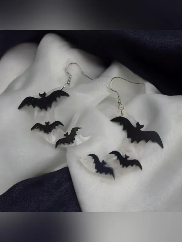 Crescent Moon Bat Acrylic Dangle Earrings Gothic Women Fashion Jewelry - Image 5
