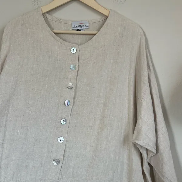 La. Fixsun Linen Button Henley Tunic Tan Size XL - Image 7