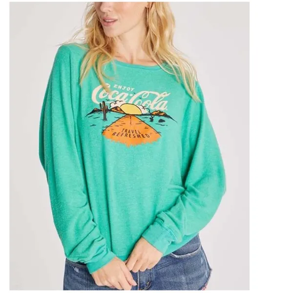 NWT WILDFOX Travel Refreshed Graphic Sweatshirt In Hollywood Green - Image 3